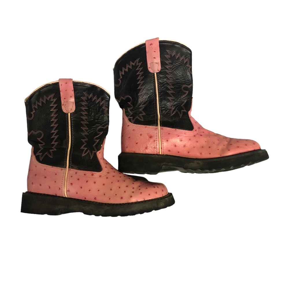 Old West Women's Pink and Black Boots